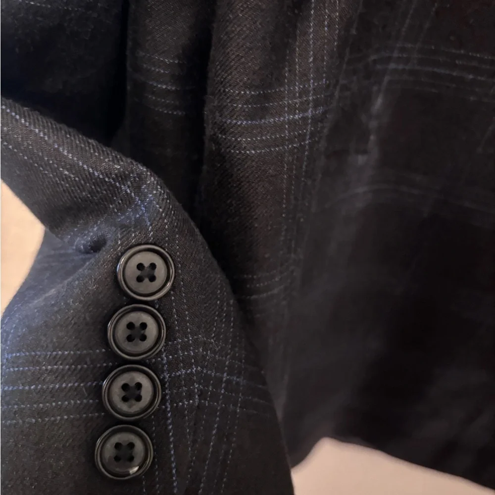 Tallia 2-Button Side Vent Wool Silk Plaid Suit Men's 44 L